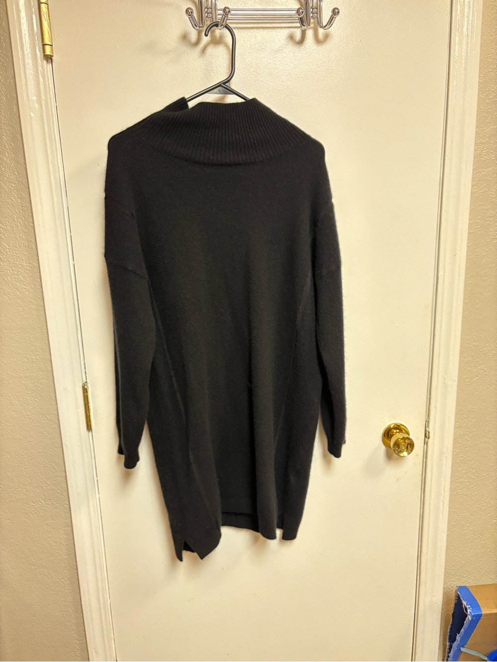 oversized black cashmere-blend turtleneck sweater